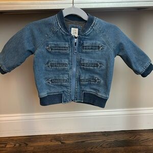 Adorable Baby Gap denim zip up bomber jacket. Infant 6-12 months.